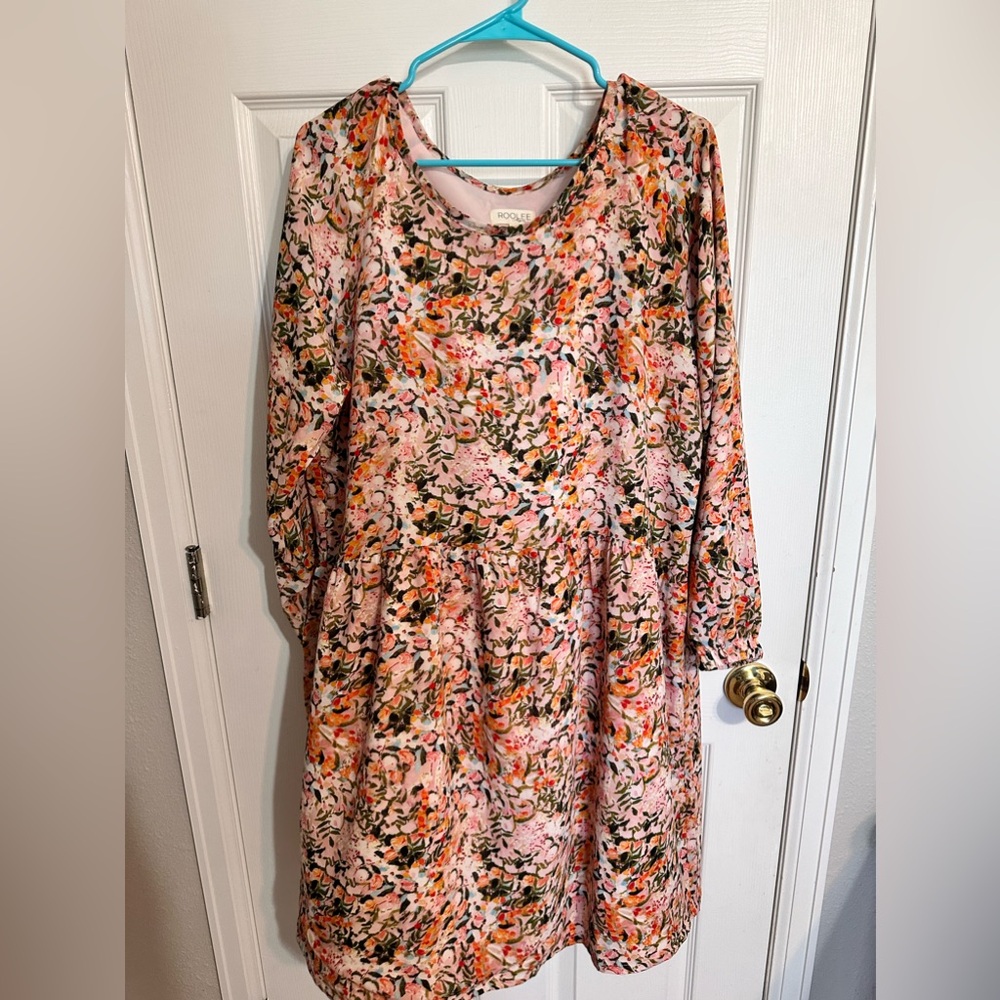 Roolee Floral long sleeve dress. Perfect for nursing mom-has side zippers.